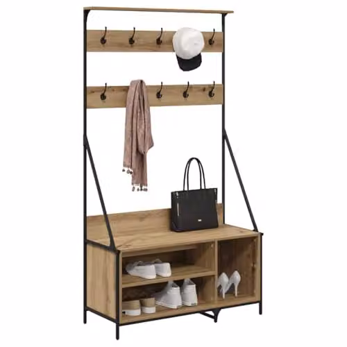 vidaXL Clothes Rail in Rustic Oak and Black, W/D/H: 100 x 41 x 184 cm – 1