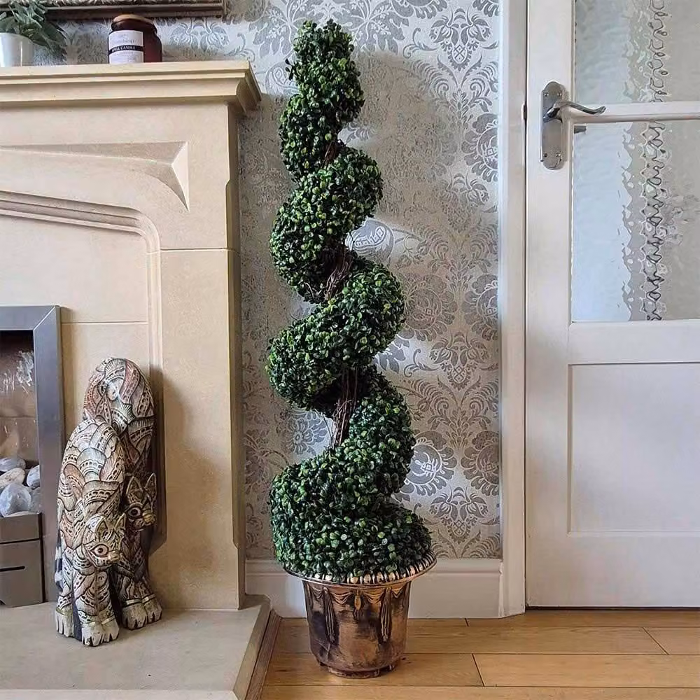 Voltico Artificial Spiral Boxwood Topiary Tree, 2 Pack, Green, Height: 120 cm – 4