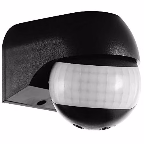 Loops IP44 Outdoor Wall Mounted PIR Motion Sensor Light Switch in Black – 1