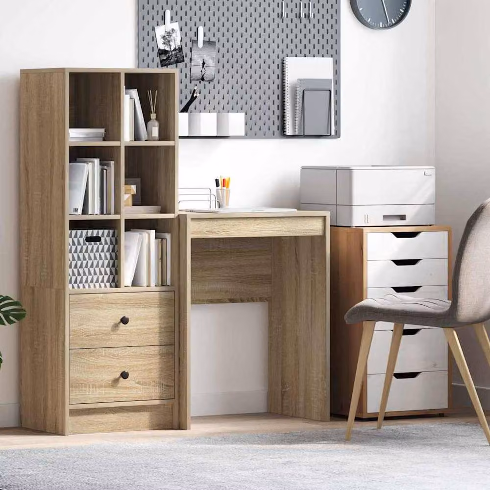 Berkfield Home Modern Computer Desk in Sonoma Oak, W/D/H: 60 x 40 x 76 cm – 2