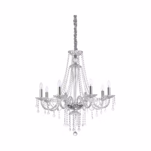 Ideal Lux AMADEUS SP8-168777 Suspended Crystal Pendant Light in Transparent and Chrome