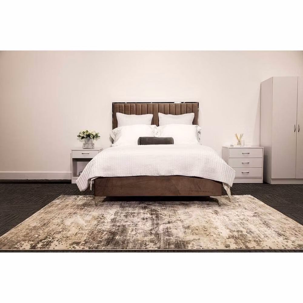 Lemon Pavilion Furniture Berkeley Double Velvet Bed Frame in Grey/Silver, L207 x W153 x H142.5 cm – 2