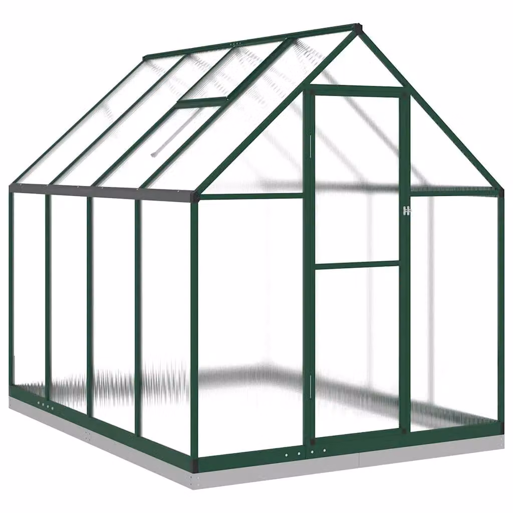 Berkfield Home Green Greenhouse with Aluminium Base Frame and Polycarbonate Panels, W/D/H: 224 x 169 x 202 cm – 2
