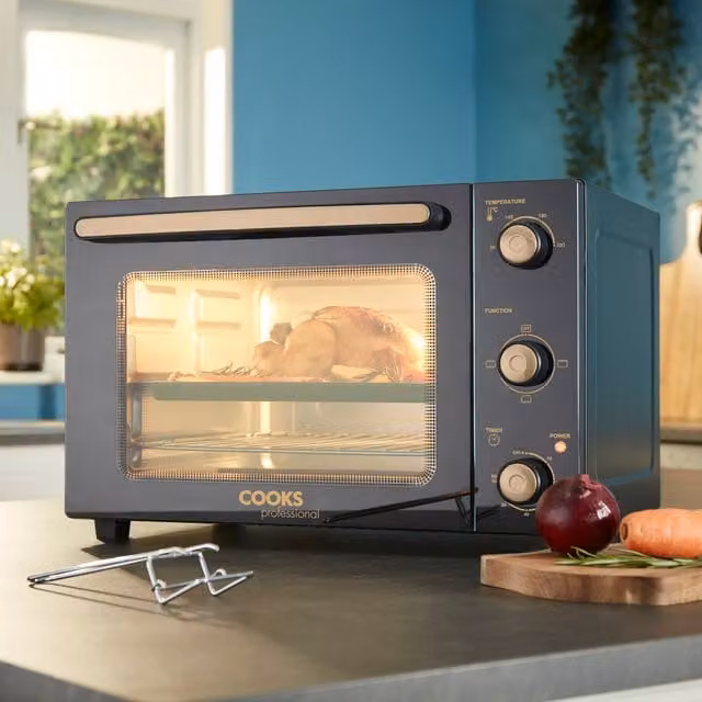 Cooks Professional 34L Mini Oven with Steam Assist and Timer, 1500W, Black