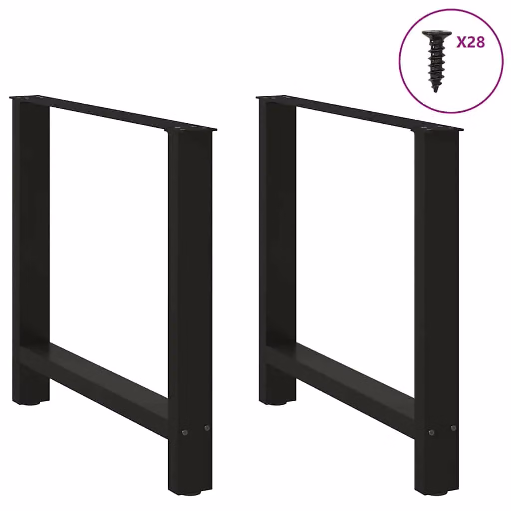 Berkfield Home Steel Coffee Table Legs, Black, 2 Pieces, H: 72-73 cm x W: 80 cm – 2