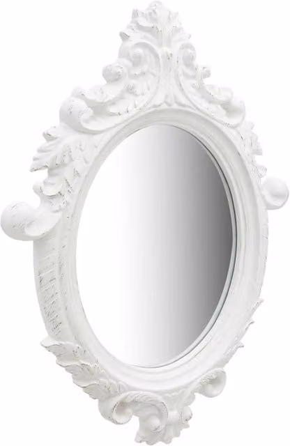 Berkfield Home Antique Castle Style Wall Mirror, White, W: 56 cm, H: 76 cm