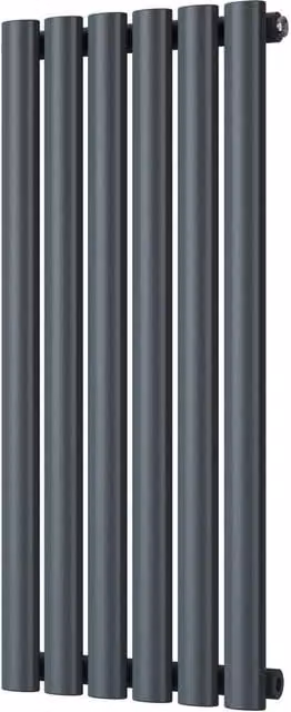UK Radiators Omeara Anthracite Elliptical Tube Horizontal Designer Radiator, W: 34.8 cm, H: 80 cm