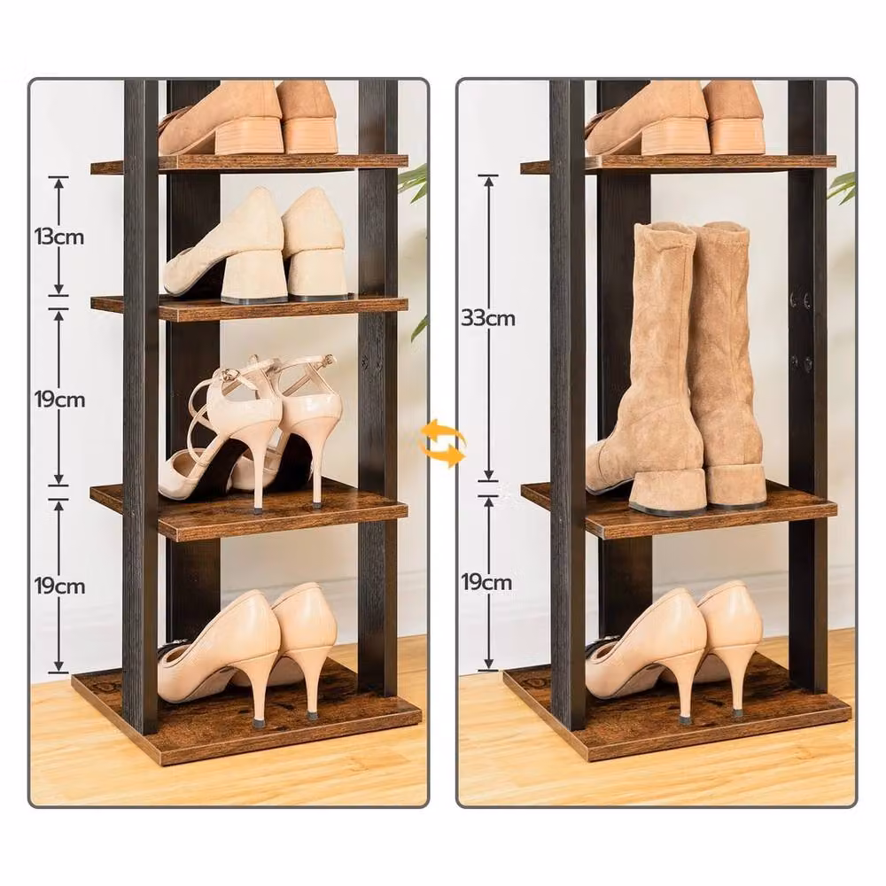 FORGEVIO Tall Narrow Wooden Shoe Storage Organizer Rack, Brown – 3