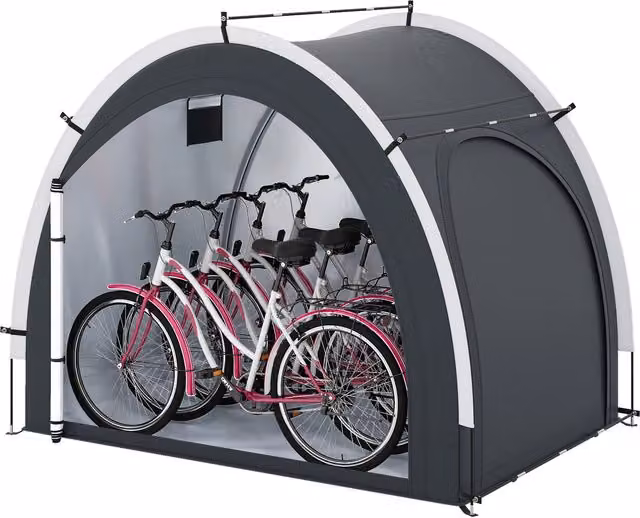 COSTWAY Waterproof Dome Bike Storage Tent in Black, Silver and Grey with Fibreglass Poles