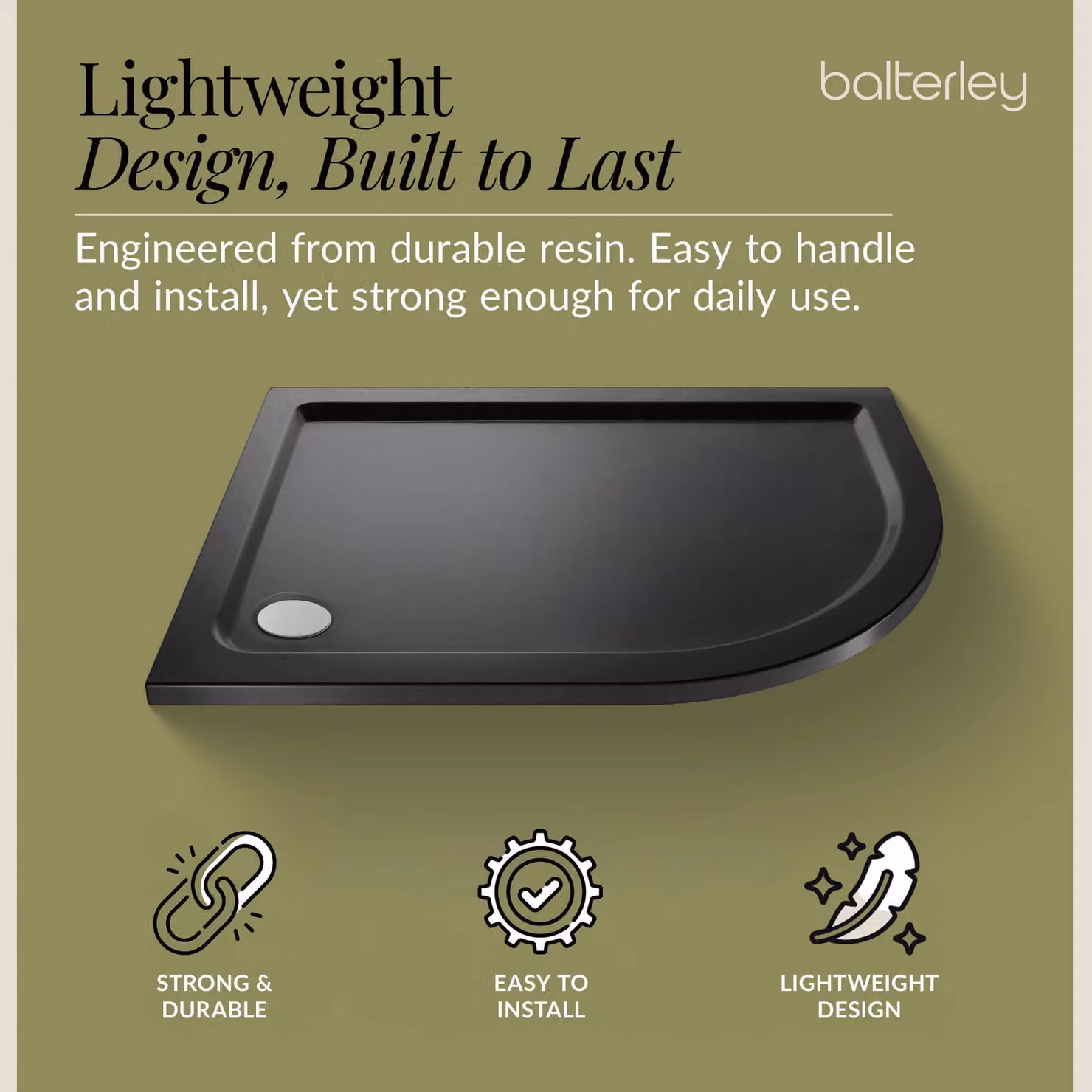 Balterley Premium Right Hand Offset Quadrant Corner Shower Tray in Grey – 3