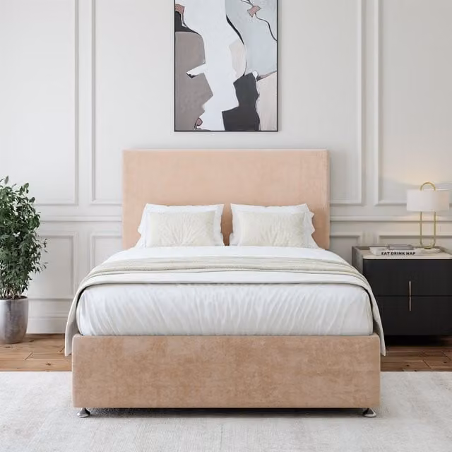 Bedmaster Luxury Velvet 2 Drawer Divan Base in Light Brown, Small Single