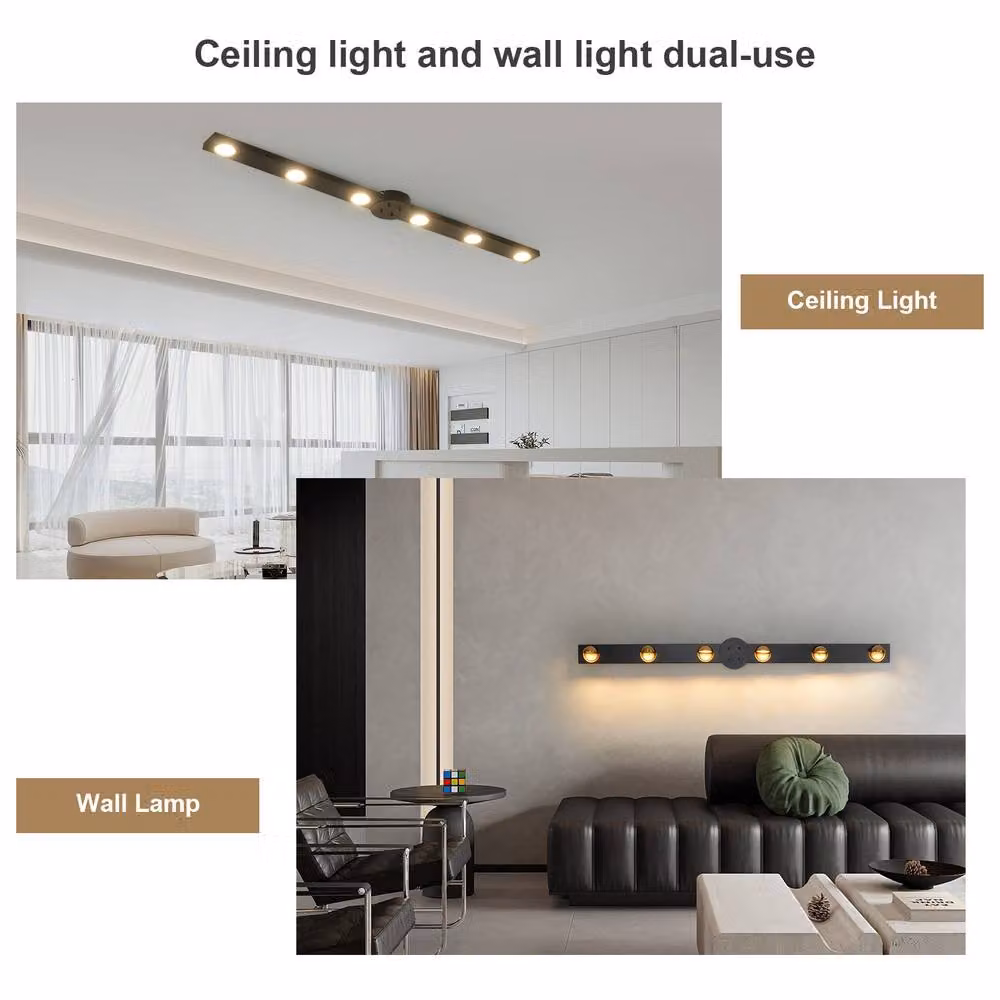 NIVOR Modern Dimmable LED Ceiling Light, 30W Black and Gold/Brass Metal Lamp with Remote Control and Timer, W: 120 cm – 4