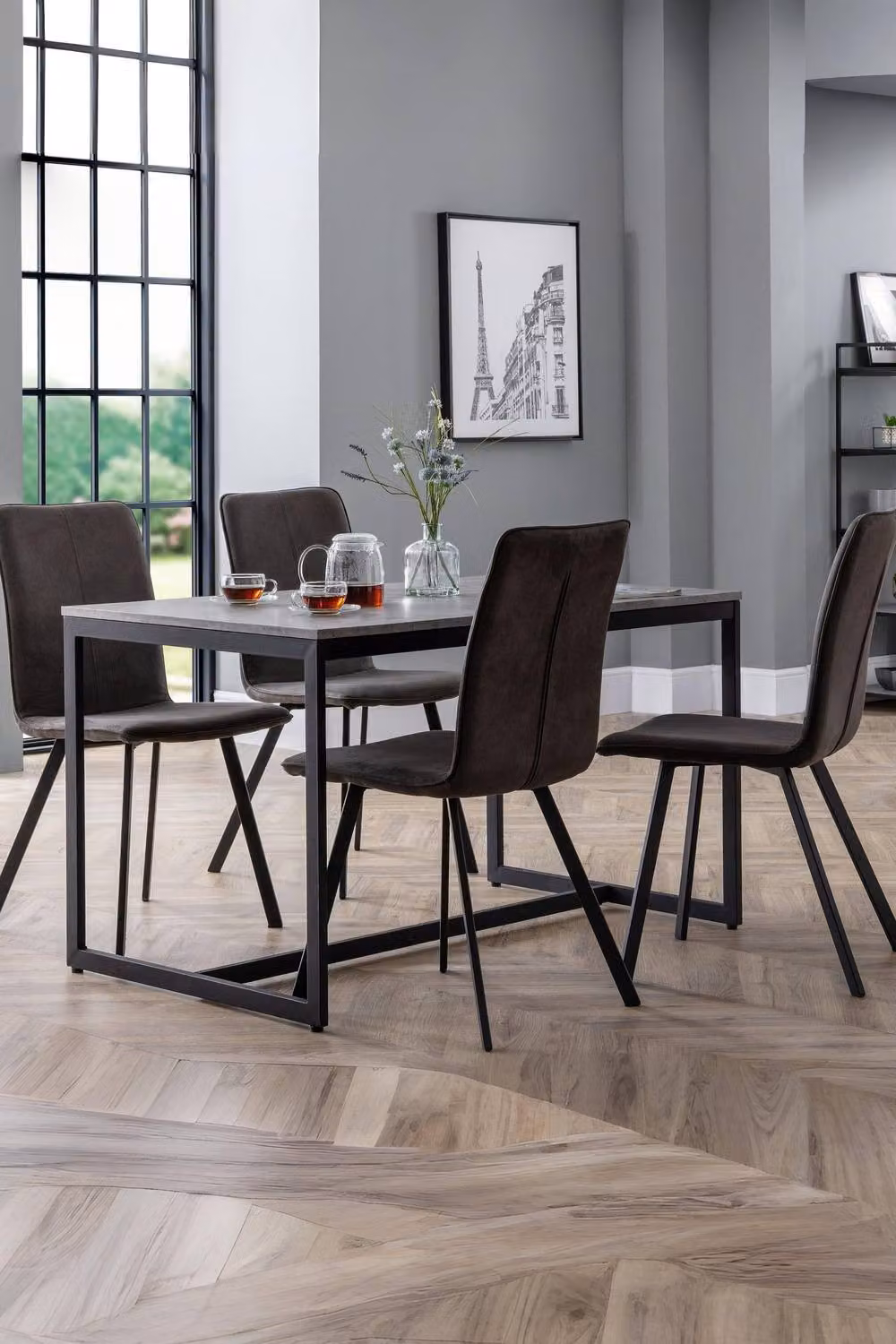 Julian Bowen Staten Rectangular Concrete Effect Dining Table in Grey and Black, W: 120 cm, H: 75 cm, D: 80 cm – 5