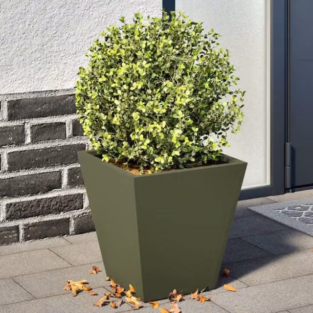Berkfield Home Steel Garden Planter Tubs, Green, 2 Pack, W/D/H: 30 x 30 x 30 cm
