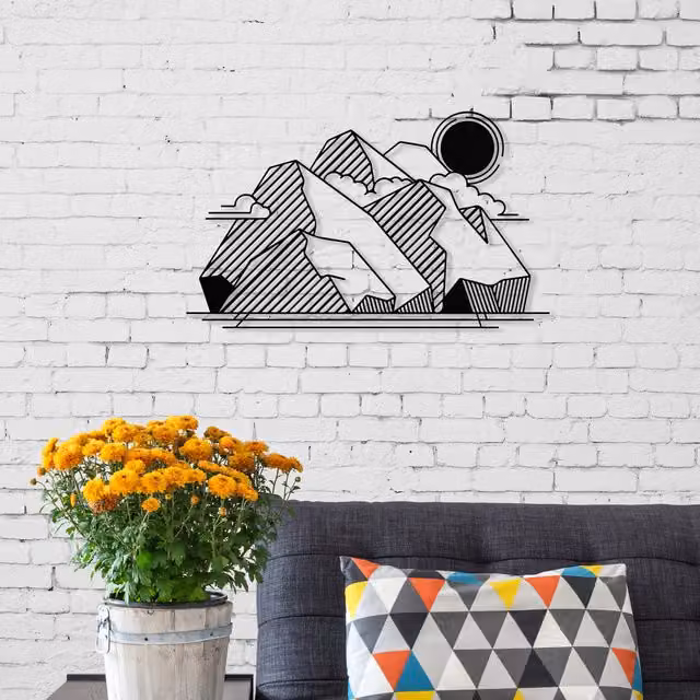 Decortie View No.18 Minimalist Metal Wall Art Landscape Sculpture in Black