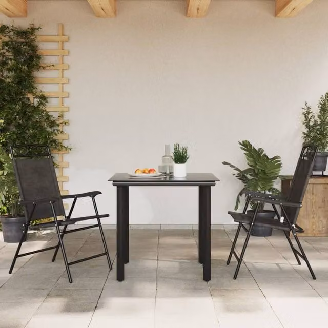 Berkfield Home Beautiful Folding Garden Chairs, 2 Pack, Melange Grey Steel and Textilene – 1