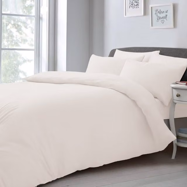 Velosso Plain Microfibre Duvet Cover and Pillowcase Set in Orange, Yellow or White, W: 140 cm, H: 200 cm