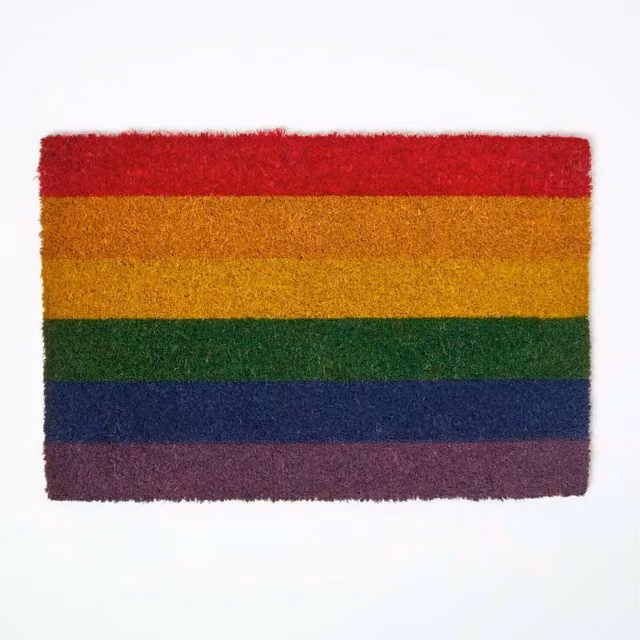 Homescapes Multicolour Coir and Rubber Rainbow Pride Flag Doormat, W: 60 cm, D: 40 cm