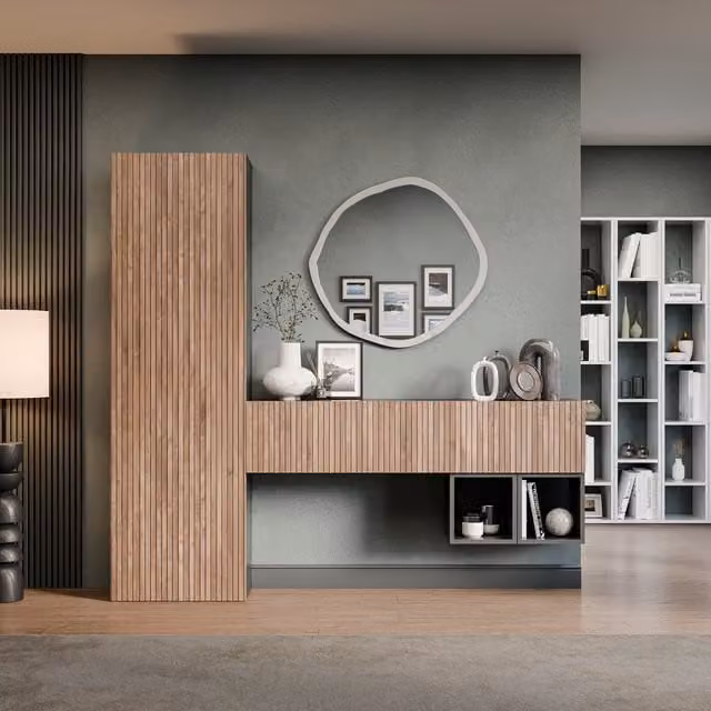 Decorotika Utrecht Wall Mounted Minimalist Living Room Entertainment Center in Black