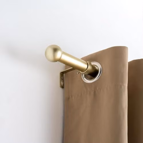 OHS Gold Extendable Metal Curtain Pole with Ball Finials for Eyelet Curtains, 120 to 220 cm, 28 mm Diameter – 1