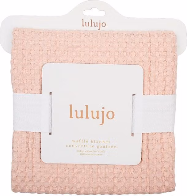 Lulujo Pink Cotton Waffle Pique Baby Blanket, W/D/H: 80 x 100 x 1 cm