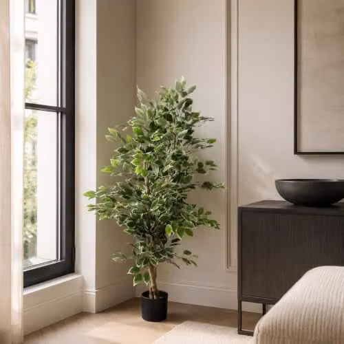 Leaf Design Realistic Artificial Ficus Tree, 130cm, Green or White – 2