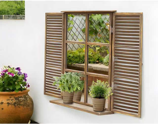 Primrose Country Slatted Shutter Design Glass Mirror in Silver