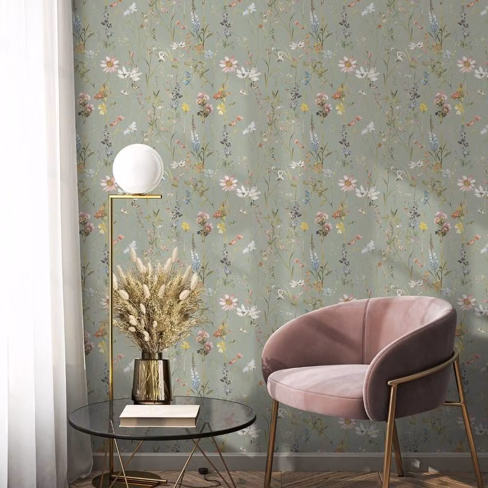 World of Wallpaper Elsie Floral Botanical Textured Wallpaper in Green – 2