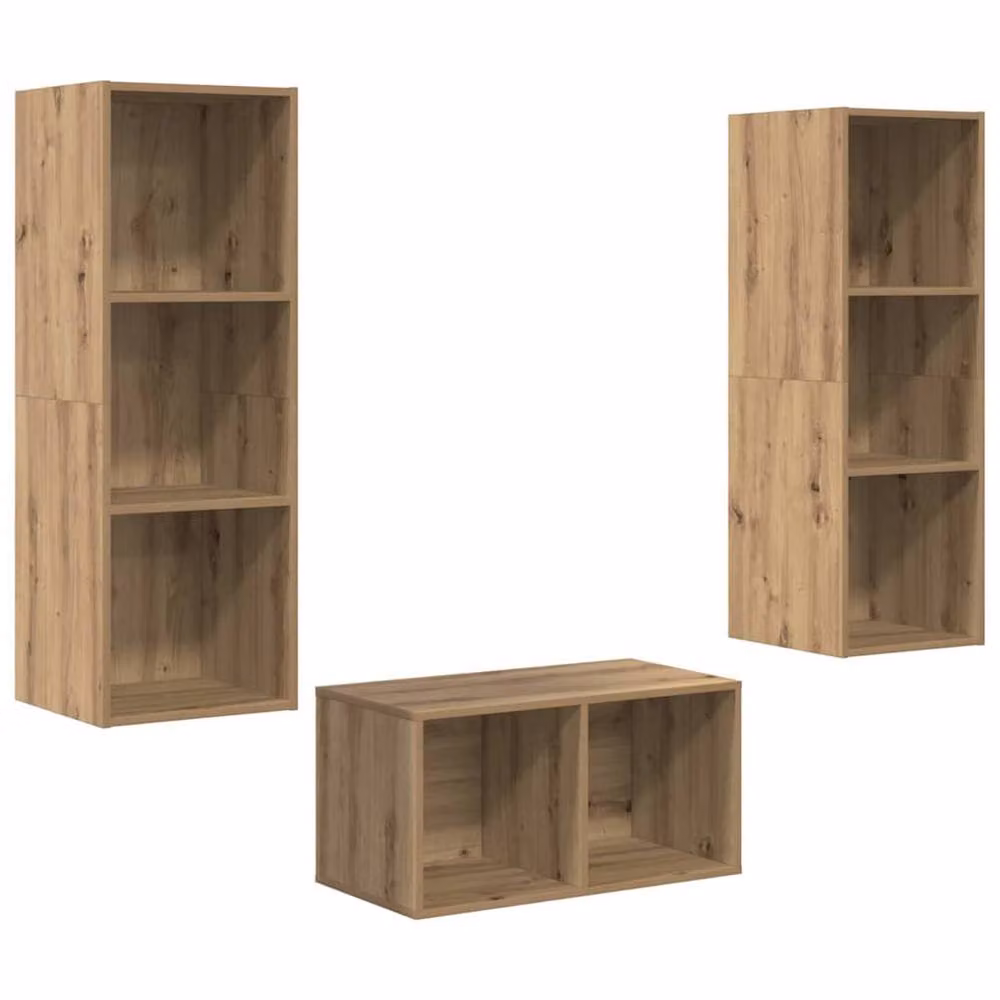 Berkfield Home Artisan Oak TV Cabinet Set in Brown, W/D/H: 37 x 37 x 107 cm – 3