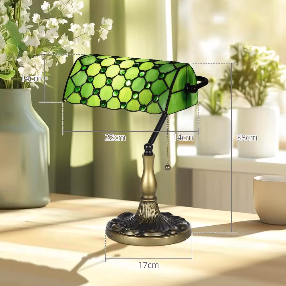 Wyld Haus Nofilu Green Vintage Style Stained Glass Table Lamp – 4