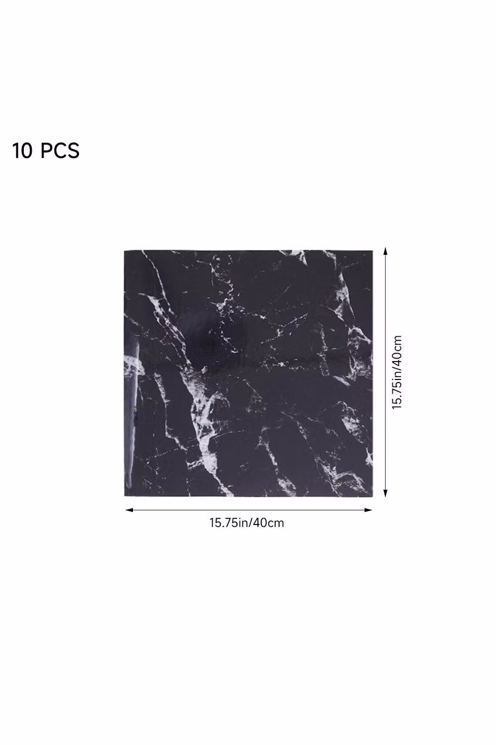 Living and Home 10pcs Black Marble Peel and Stick Wall Stickers, 40 x 40 cm – 3