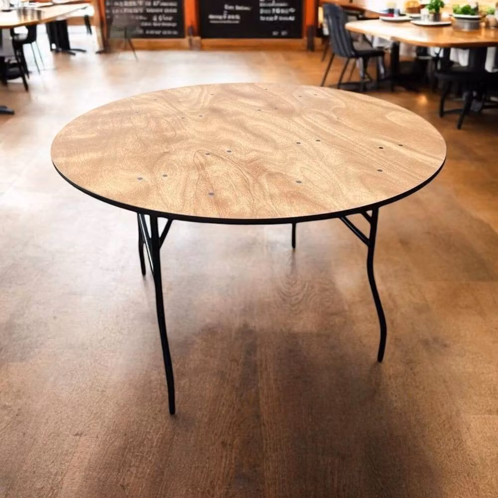 PAWNORA Round Lacquered Wood Dining Table in Brown, Diameter: 121.92 cm – 2