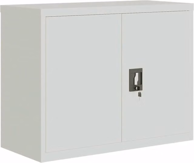 Berkfield Home Metal File Cabinet in Light Grey with Lock and Adjustable Shelves, W/D/H: 90 x 40 x 70 cm