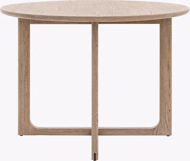 Perch & Parrow Whittle Round Oak Dining Table in Brown