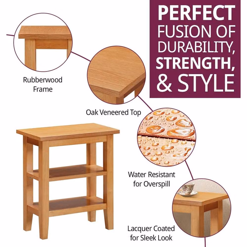 FORGEVIO Modern Square Wooden Side Table in Light Oak – 3