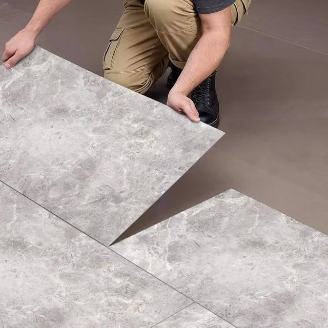 PAWNORA 26pcs Self-Adhesive PVC Floor Tiles in Light Grey with Modern Tile Look – 1