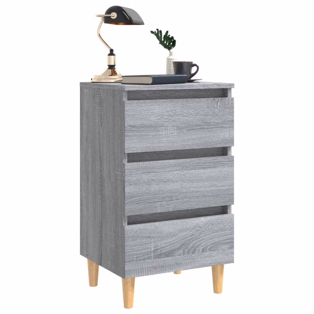 Berkfield Home Bed Cabinet in Grey Sonoma with Solid Wood Legs, W: 40 cm, D: 35 cm, H: 69 cm – 3