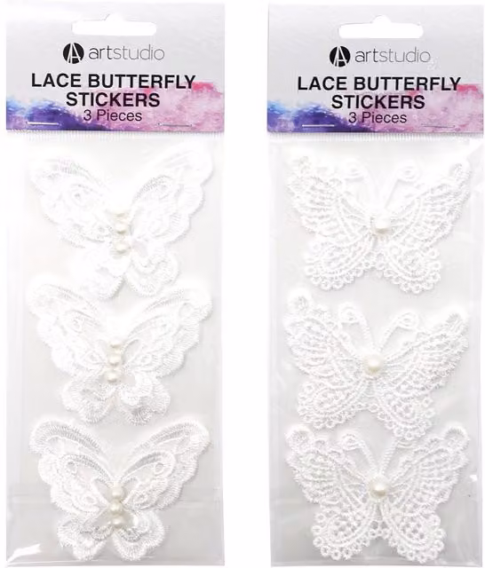 Art Studio White Lace Butterfly Sticker Sheet