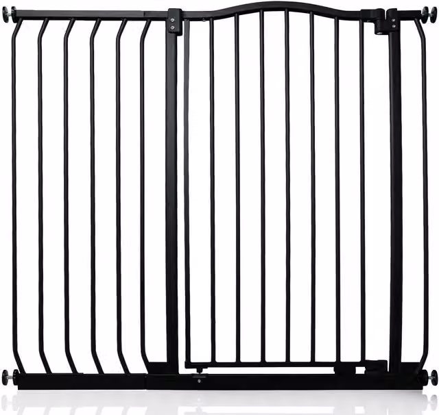 Safetots Extra Tall Curved Top Safety Gate in Matt Black, Extendable and No-Drill Swing Door for Doors and Stairs, Width: 98 cm - 107 cm