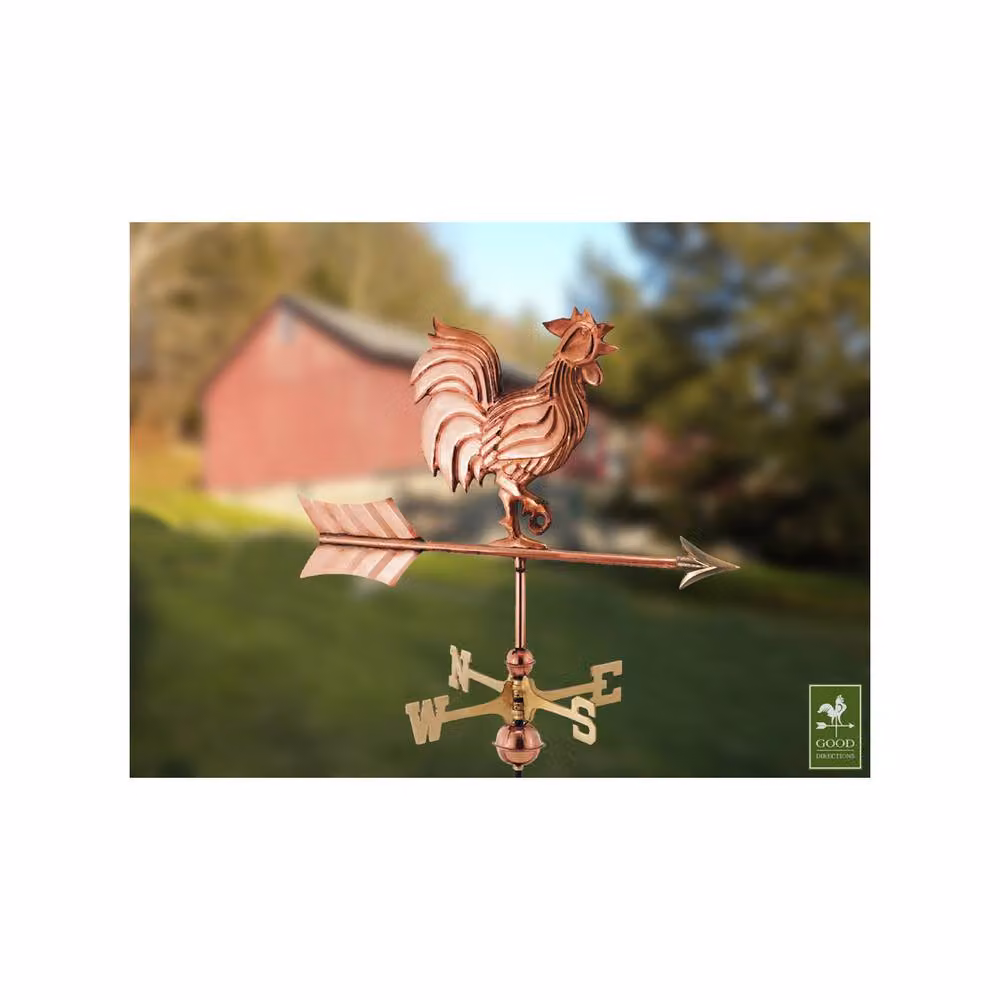 Good Directions Cottage Rooster Copper Weathervane in Bronze, Black and Copper, H67 x W50 x L28 cm – 2