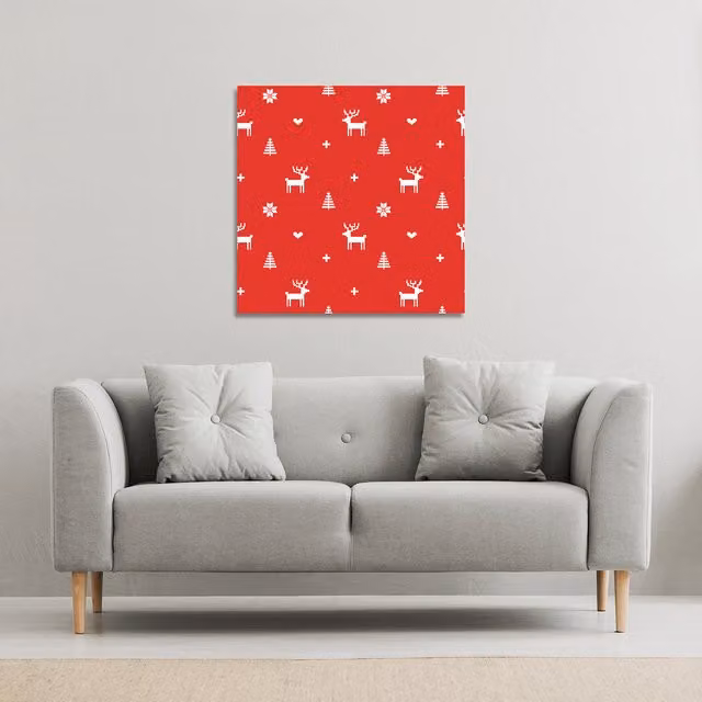 Norway Christmas Festive Sweater Gallery Canvas by Benjamin Tate Design LTD, Red, 46 cm