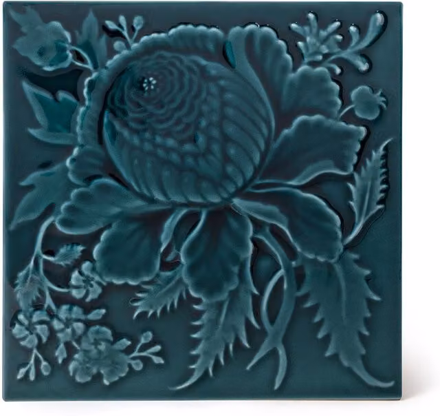 House of Hackney Artemis Rose Euphorbia Relief Ceramic Sample Tile