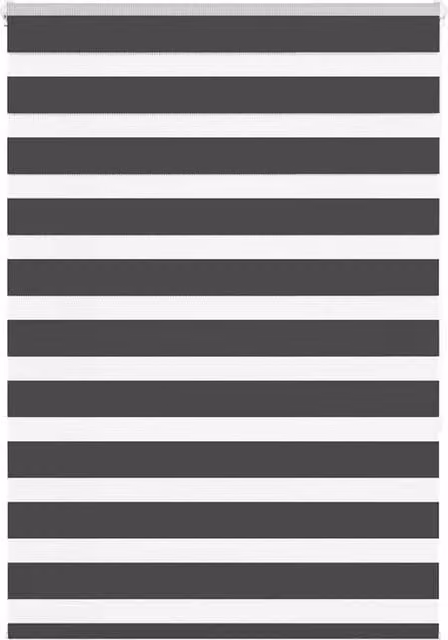 Berkfield Home Zebra Day and Night Blind in Black Polyester, W: 115 cm, H: 150 cm – 1
