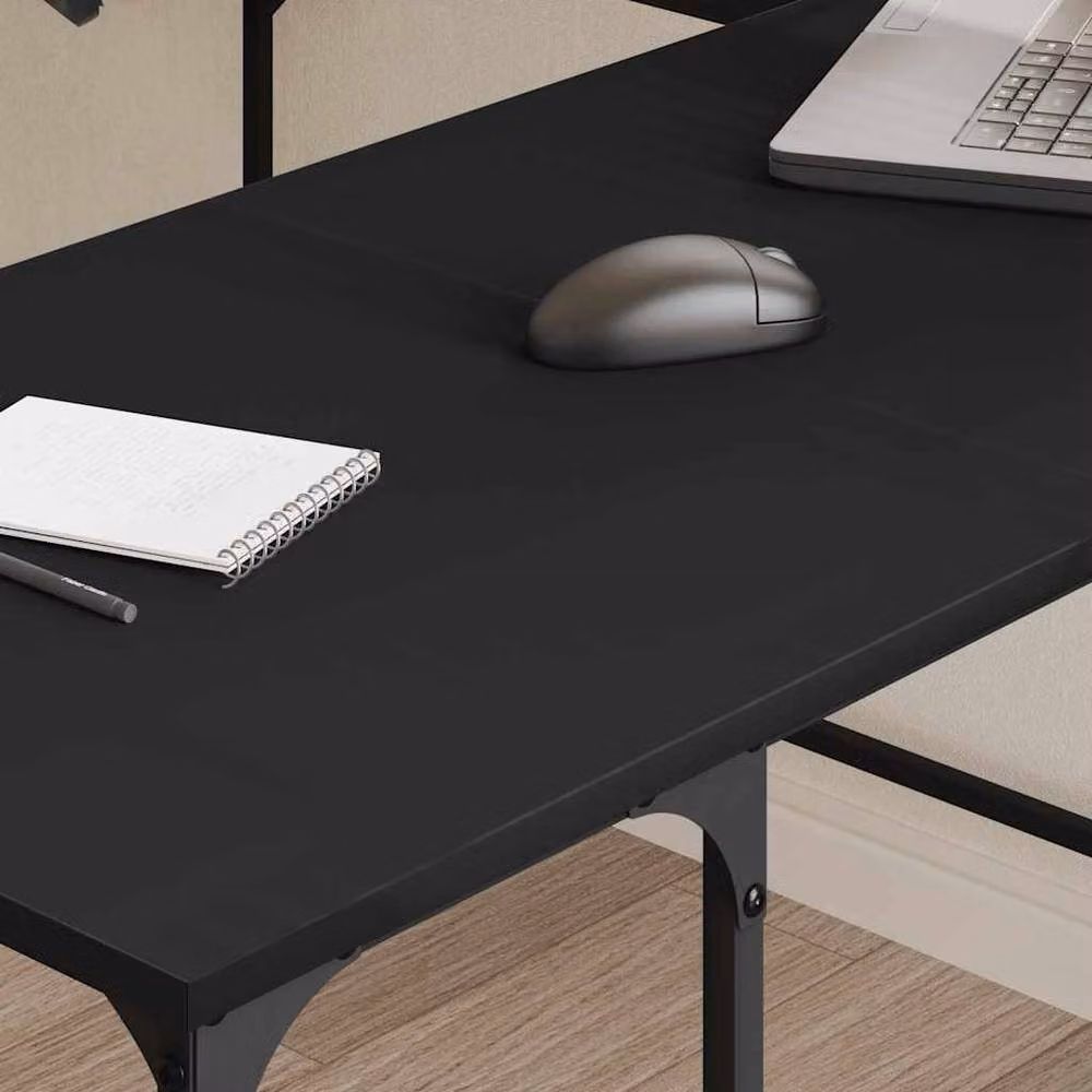 Berkfield Home Black Corner Desk in Engineered Wood, W/D/H: 139 x 139 x 75 cm – 3