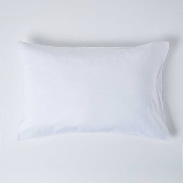 Homescapes White Linen and Combed Cotton Cooling Pillowcase