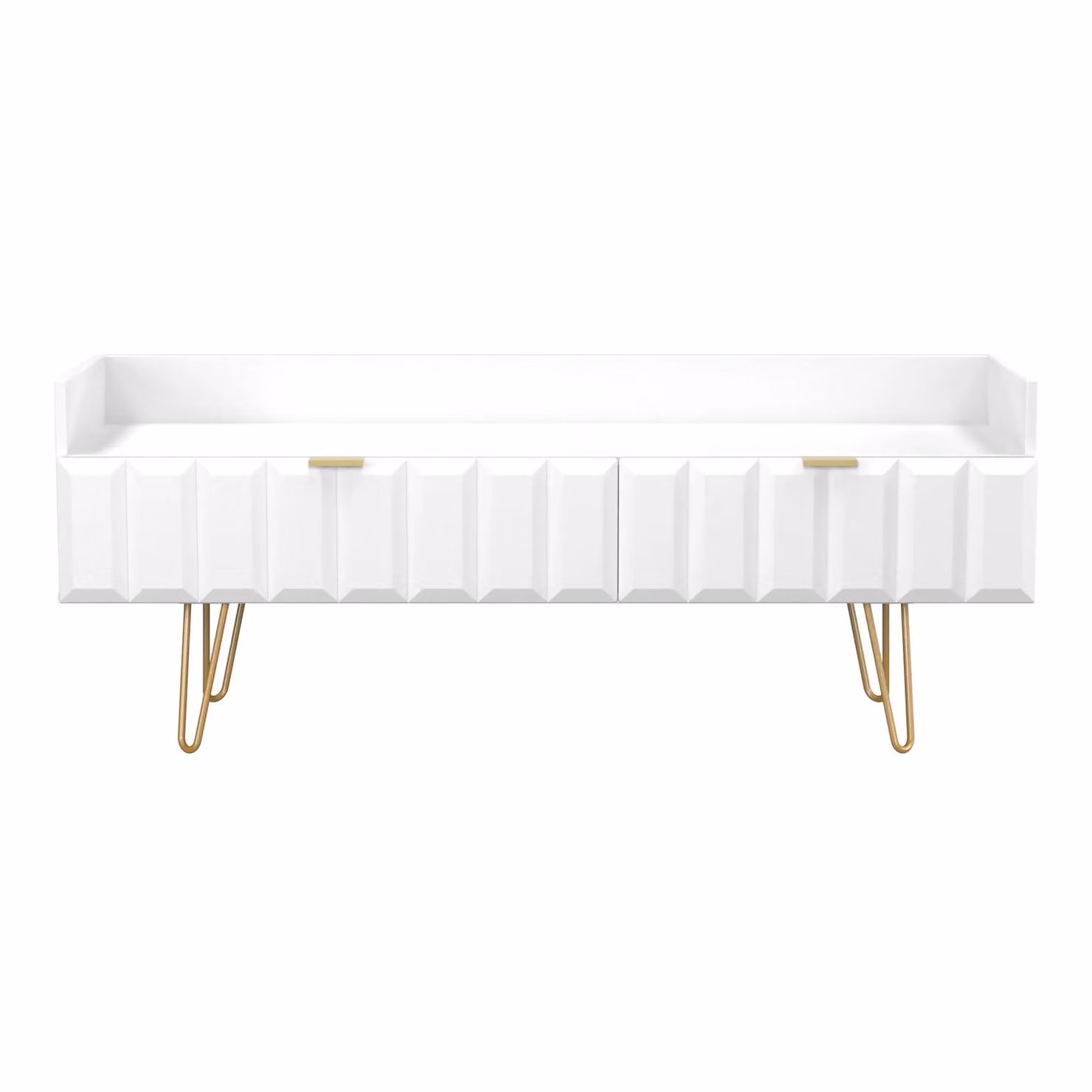 2 U Metro Modern Geometric 2 Drawer Coffee TV Unit in White and Gold – 2