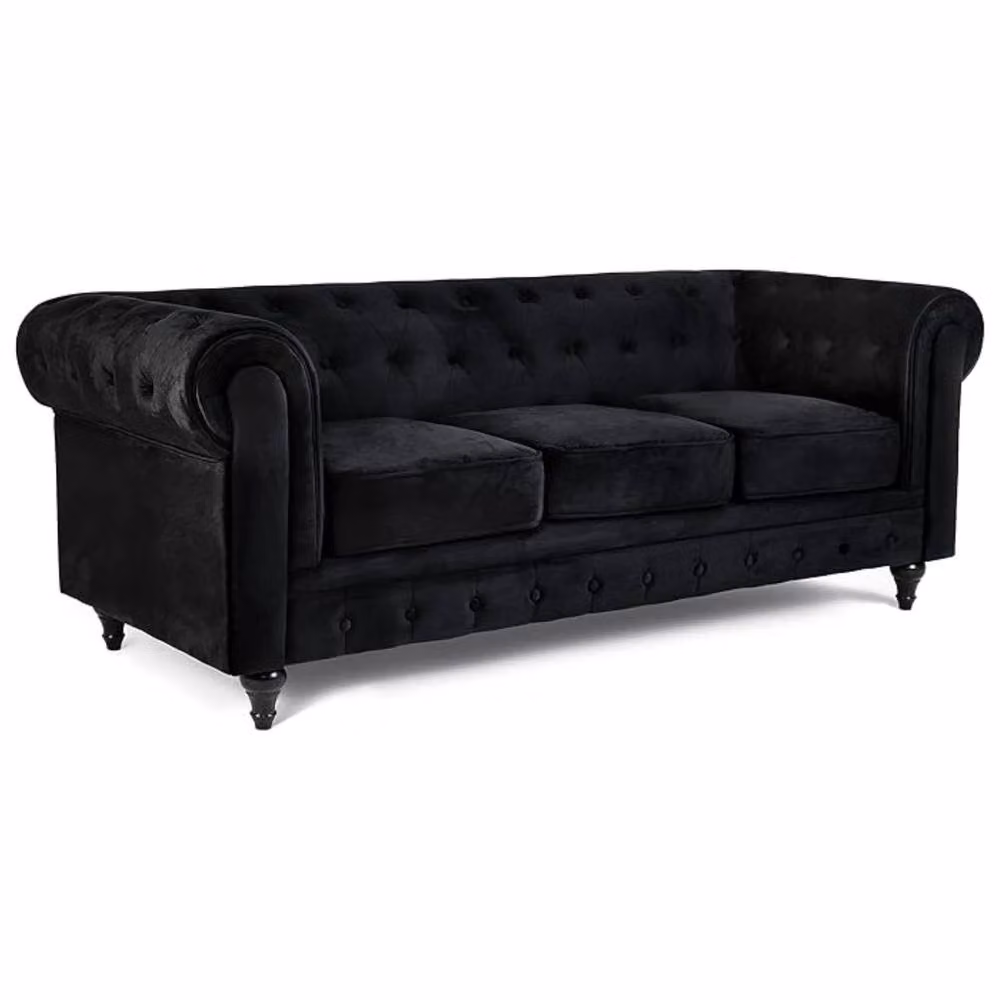 Snug Furniture Birmingham Ltd Belmont Chesterfield 3+2 Velvet Sofa in Black – 2