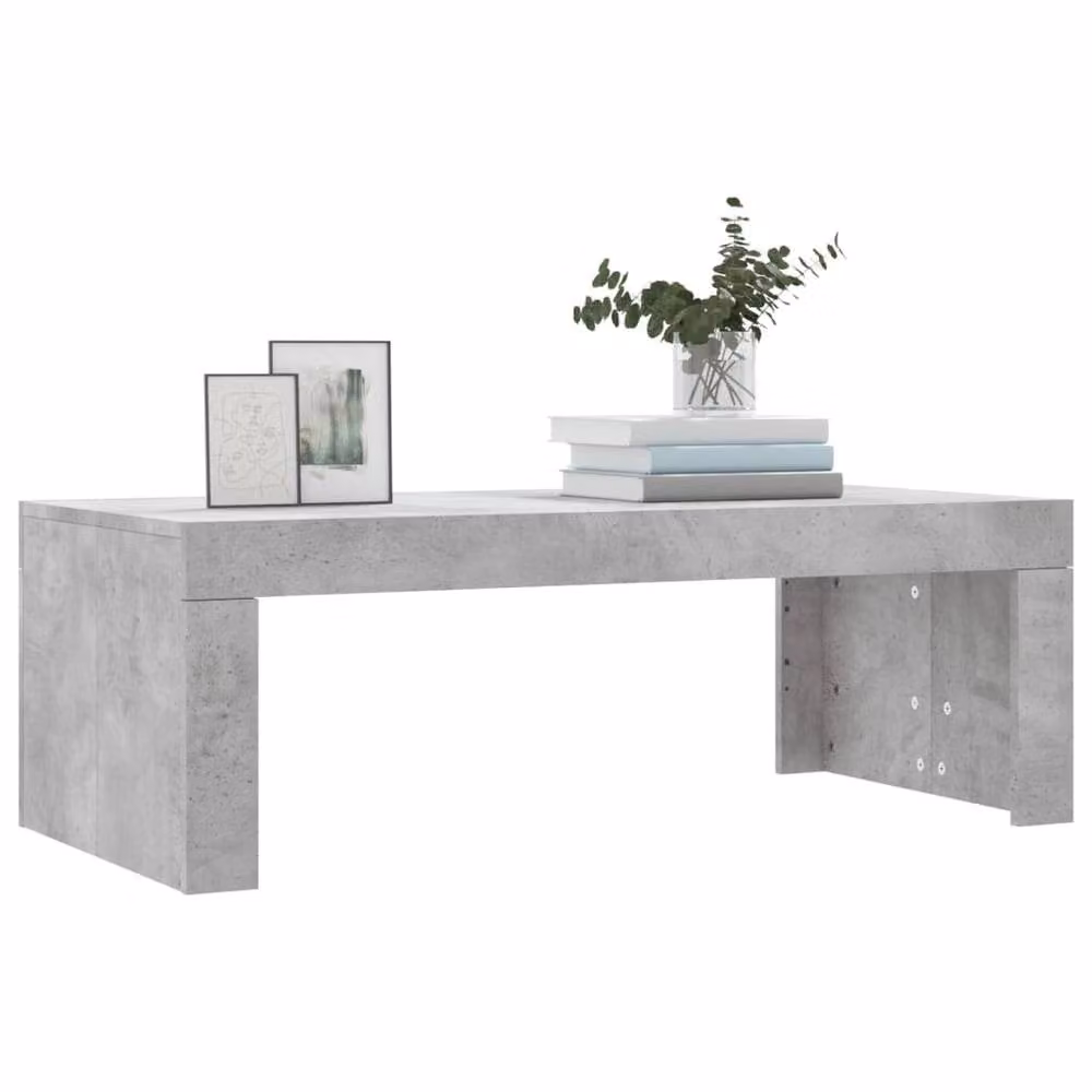 Berkfield Home Modern Rectangular Coffee Table in Concrete Grey, W/D/H: 102 x 50 x 36 cm – 3
