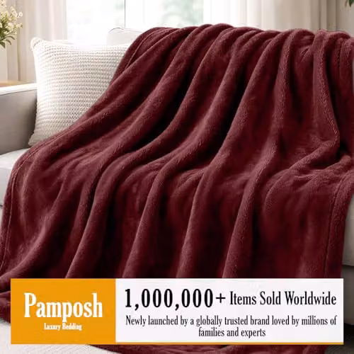 Pamposh Burgundy Flannel Fleece Throw Blanket, W/D/H: 150 x 200 cm – 2