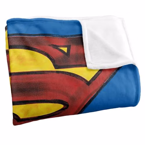 Warner Bros. Superman Charcoal Shield Super Soft Fleece Throw Blanket, Grey/Multicolour, W: 127.0 cm, D: 152.4 cm – 2